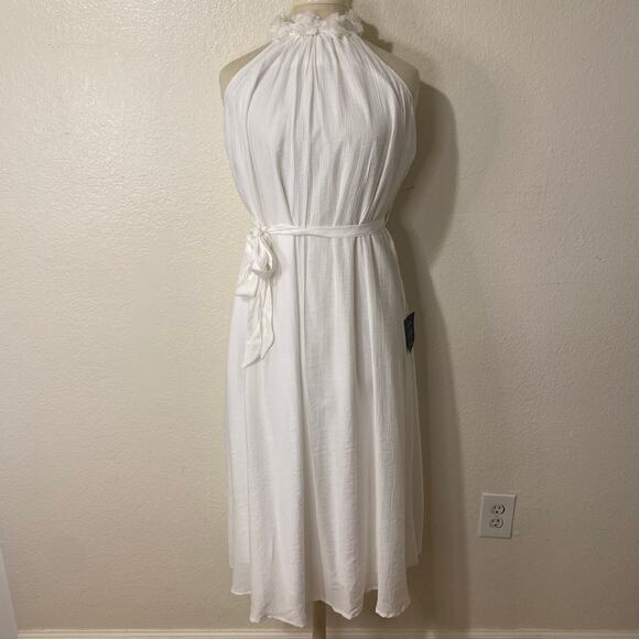 Lulus Angelic Outlook White 3D Floral Shift Halter Midi Dress Size XS NWT - Picture 4 of 7